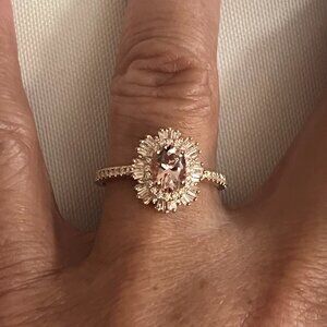 Art deco Oval 1.75 CT Morganite Diamond Pave Ring 18K Rose Gold Size 8